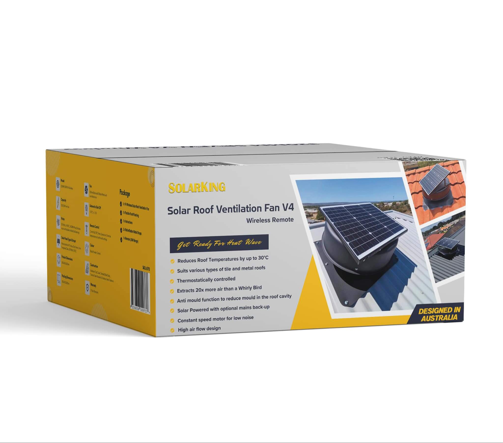 Phoenix Technology - Solar Roof Ventilation Fan 320MM V4 Wireless